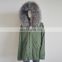 Genuine Silver Mongolian Lamb Khaki Green Fur Women Winter Coat