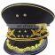 top quality of gold embroidery visor and cap band military peak cap