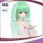 light green medium length straight baby bjd doll wig