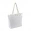 Cotton Bag with Zipper Womens Canvas Rope Handle Shoulder Bag