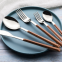 High Quality Wood Grain ABS Plastic Handle Sterling Silverware Reusable Cutlery Set