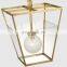 Modern Metal Brass Lantern Glass Pendant Light For Villa Hotel Living Room Bedroom Decorative Lighting Brass LED Chandelier