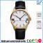 PVD satin gold case coating stainless steel case 5ATM waterproof unisex genuine leather fashion watch