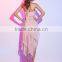 OEM Customized Halter Pink Chiffon Knee Length Cocktail Dress 2016