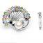 China wholesale korean jewelry multicolor rhinestone zinc alloy peacock scarf clip brooch