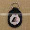 Easy deisgn black genuine / pu leather keychain with epoxy sticker for sale