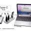 Forida MAC style Type C hub Aluminium hub USB3.0 hub with LED light