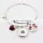 Trendy Jewelry Expandable Wire Charm Bangle Bracelet, Red Crystal Snap Button Jewelry Bracelet