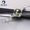 Natural Pearl Pendant 8-9mm Black Tahitian Pearl White Gold Necklace for Wholesale