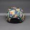 DESIGN LEATHER PATCH FLORAL PRINTING 5 PANEL HAT WHOLESALE LOGO