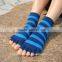 Striped woman toeless five toe socks non slip athletic yoga socks