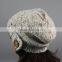 V-03 Hand cable pattern stretch knitting warming slouchy beanie hat women winter beanie with button