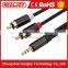 2RCA to 3.5mm Male to Male 3.5mm OD black zinc alloy HDTV DVD Audio Video av Cable