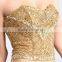 Fashion girl new sexy off shoulder evening dress 2015 beautiful golden prom dress