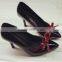 New Fashion Genuine Leather Pointed Toe High Heel Dress Shoes Elegant High Heel Bowknot Fashion Shoes CP6677