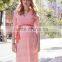 Newest Design Pink and White Maternity Dress Folk Stlye
