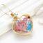 2016 new summer beautiful gold chian real flower jewelry heart pendant crystal women's herbarium necklace