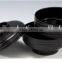 A-16 round black plastic soup bowl with lid