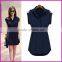 Plus Size Women Dress Summer 2015 V-Neck Short A-Line Solid Plus Size Chiffon Casual Dress For Party Beach Office With Belt