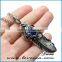 Big Blue Stone Mens Womens Vintage Feather Stainless Steel Pendant