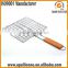 stainless steel barbecue bbq grill wire mesh net with wooden handle