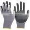 NMSAFETY EN388 4121 13 gague grey nylon liner coated double nitrile on palm waterproof safety work gloves