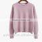 2016 new korean style spring winter autumn round neck long sleeve plain women sweater