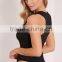 Custom Women Plain Black Cotton Spandex Slim Fit Ladies Basic Black Racer Back Bodysuit