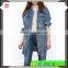 2017 custom ladies destroyed long ripped denim jacket fashion stylish jean jacket
