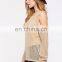 Fashion women open knit long sleeves cold shoulder pullover sweater
