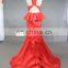 ED Red Sleeveless Flouncing Halter Sexy Mermaid Keyhole Back Evening dresses