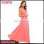 Sexy Woman Long Halter Strap Dress Chiffon New Style Pink Ladies Smart Casual Maxi Dress