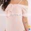 2017 hot new products women pink off shoulder tie blouses