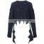Women lastest design distressted chunky knit sweater 2018