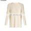 Women Round Neck Ribbed Knit Cotton Blend Sweater