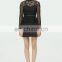 ladies formal wear women long sleeve black pelpum lace turtleneck dresses