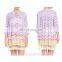 African stripe print elegant cover up mesh fringe women kaftan