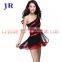 L-7003 One shoulder tassel black and red Latin dance dress