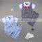 Summer Boys' suit children's Plaid short sleeve children clothing two piece bow set boy set