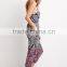 Baroque Print Gauze Adjustable Cami Straps Elasticized WaistJumpsuit