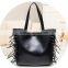 genuine leather hand bag fashion handbag design tassel tote bag with small cloth clutch for lady