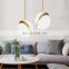 White Glass Lampshade Gold Ball LED Pendant Light Modern Ceiling Hanging Light For Bedroom Indoor Chandelier