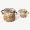 Hot Sale Set of 2 Natural Water Hyacinth Planter with Handle Handwoven Storage Basket Cheap Wholesale