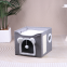 Meow Love Suitable for Indoor Cat Beds - Large Cat Ear Box With Pom-Pom Hanging Device and Scratching Mat Foldable Hideout