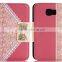 unique lace printing style ,PC+PU wallet leather case for samsung galaxy s6