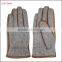 Men's fashion woolen and leather stitch touch screen gloves