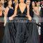 Camila Alves Luxurious Taffeta Black Deep V Neck 2011 0scar Party Dress Ball Gown Celebrity Dress TPD234