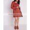 A-line plus size bell sleeve rust dress