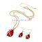 Fancy gold jewelry high density zinc alloy gold plated glass crystal pendant necklace set