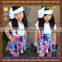 faddish v-neck printed flower design girls summer clothing sets